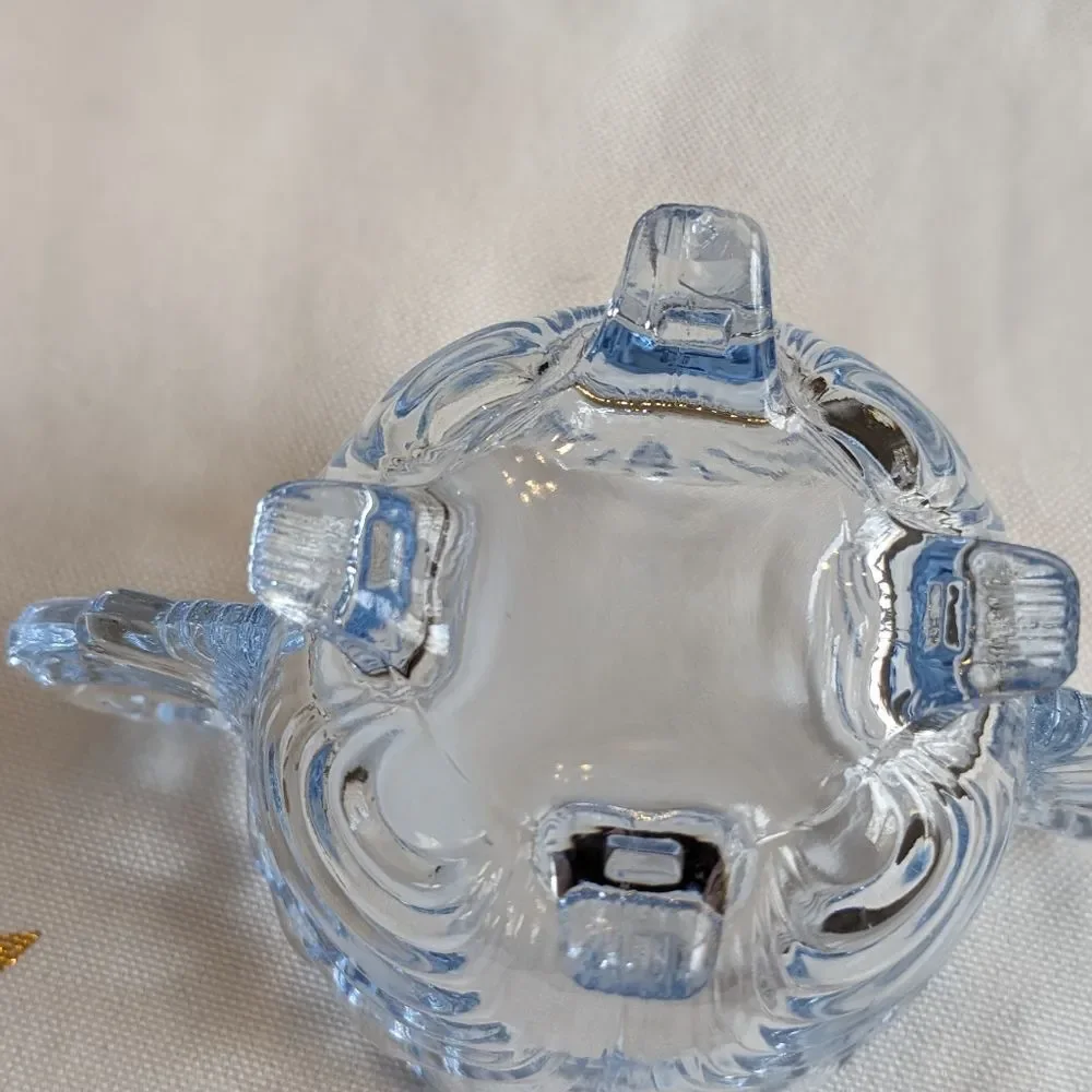 Cambridge Caprice Moonlight Blue Footed Creamer & Sugar Bowl Vtg MidcenturySwirl